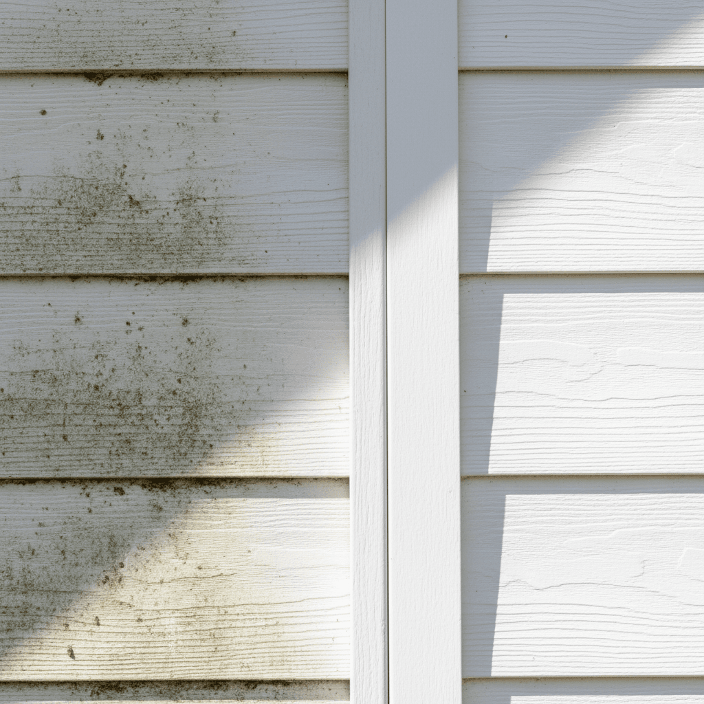 House siding before and after cleaning